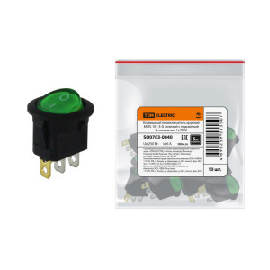 Клавишный переключатель круглый MIRS-101-3-G зеленый с подсветкой 2 положения 1з SQ0703-0040