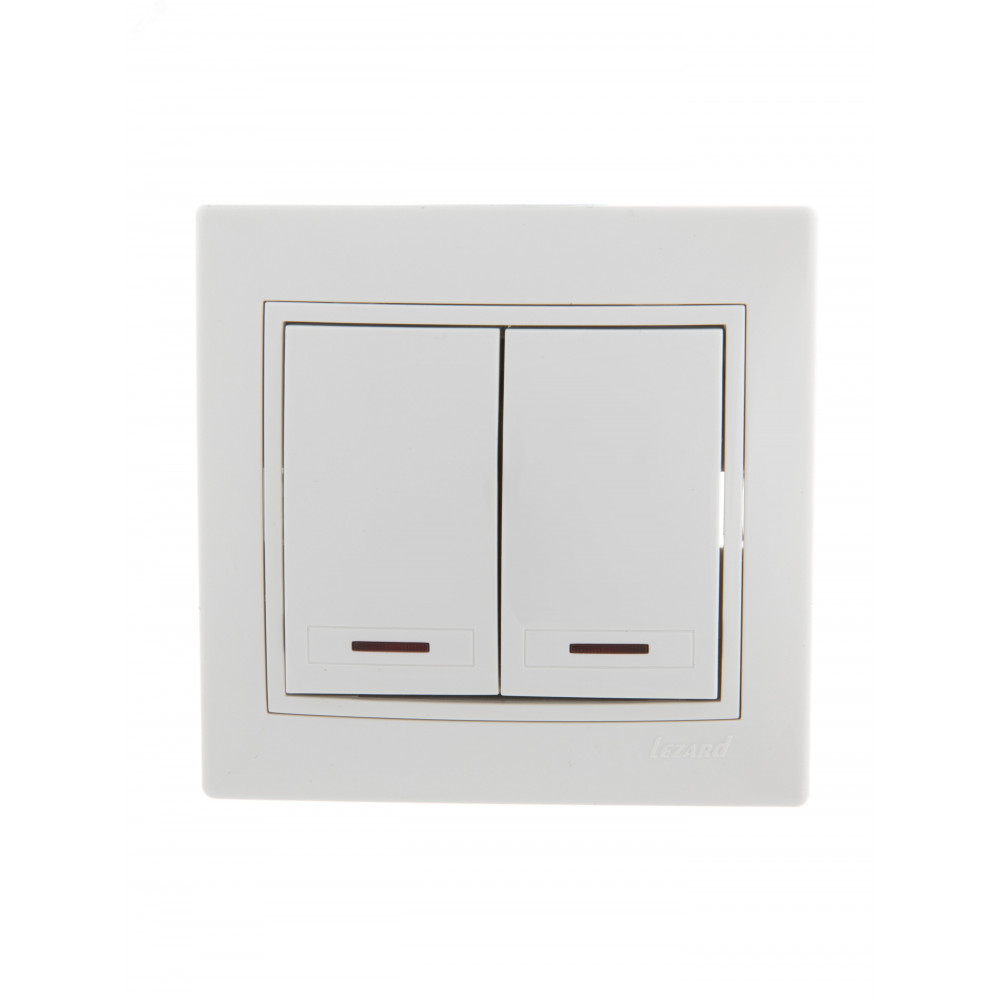 Изображение товара Выключатель 2-кл. СП Mira 10А IP20 с подсветкой белая вставка