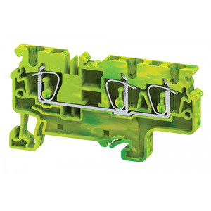 Заземляющая клемма CXG4/3, Заземляющая клемма, 3 точки подключения, тип фиксации провода: пружинный, номинальное сечение: 4 мм кв., ширина: 6 мм, цвет: желто-зеленый, тип монтажа: DIN35