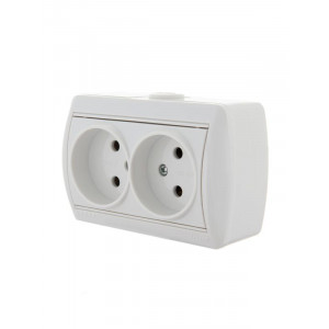 Розетка 2-м ОП Nata 16А IP20 без заземл. керамика бел. 710-0200-128
