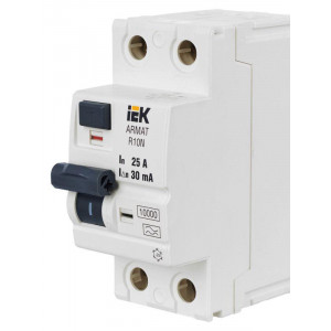 Выключатель дифференциального тока (УЗО) 2п 25А 30мА тип A ВДТ R10N ARMAT AR-R10N-2-025A030