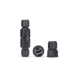 Герметичный разъем IP67 connectors RJ45, Муфта соединительная, для витой пары оконеченной RJ45, степень защиты IP67, максимальный диаметр кабеля 6 мм, рабочий температурный диапазон -40 ... +105 град, пластик