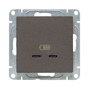 Механизм розетки USB-C - 2шт, мокко Эпика EKF UP1-SOM-2USBC