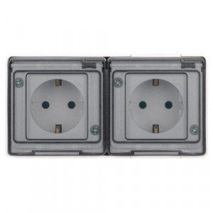 Розетка Эксперт 11-2503-01 2х2P+E гориз. IP55 16А-250В ОУ бел. Эра Б0063264