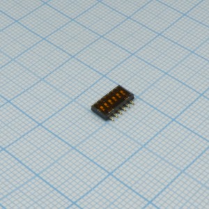 DHN-06F-T-V-T/R, Движковый переключатель 6 групп SMD монтаж 1.27мм 25мА 24В с плёнкой положение ВЫКЛ