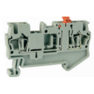 Клемма с размыкателем UJ5-2.5SKE, Клемма с ножевым размыкателем, тип фиксации провода: пружинный, номинальное сечение: 2,5 мм кв., 16A, 400V, ширина: 5,2 мм, цвет: серый, тип монтажа: DIN35, стандарт GB/T14048.1,