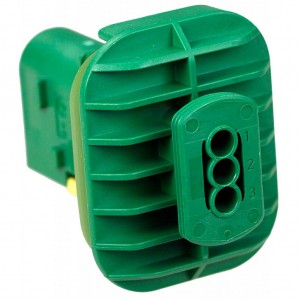 3-1703843-1, Корпус разъема вилка 3 контакт(-ов) 4мм прямой монтаж на панель зеленый коробка автомобильного применения