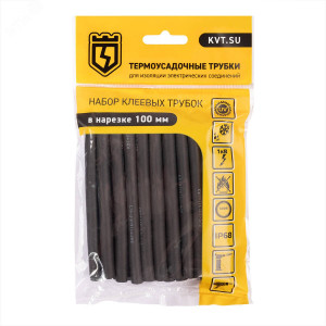 Набор термоусадочных трубок Гермокомплект 6/2, на клеевой основе, коэф.усадки 3:1, 20 шт в нарезке по 100мм черного цвета