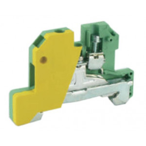 Заземляющая клемма USK-2.5JD, Заземляющая клемма, тип фиксации провода: винтовой, номинальное сечение: 2,5 мм кв., ширина: 6 мм, цвет: желто-зеленый, тип монтажа: DIN35