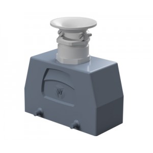 Крышка разъема 70.354.2435.3, Крышка разъема на кабель, типоразмер 24B, без уплотнителя, 1 кабельный ввод M32x1,5, с разгрузкой на изгиб, IP54, с верхним расположением, без защелок (упоры для двух защелок), материал корпуса: алюминиевый сплав