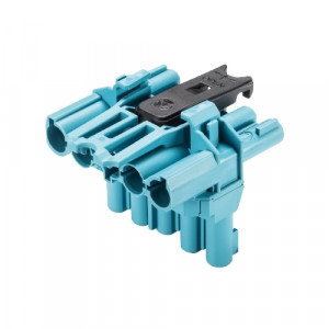 Распределительное устройство GST18I5VK2P1TB, Распределительный блок, 5 полюсов: 1 вход / 2 выхода, тип: T, номинальное напряжение: 250V/400V, номинальный ток: 20А, цвет: синий, серия gesis GST18i5