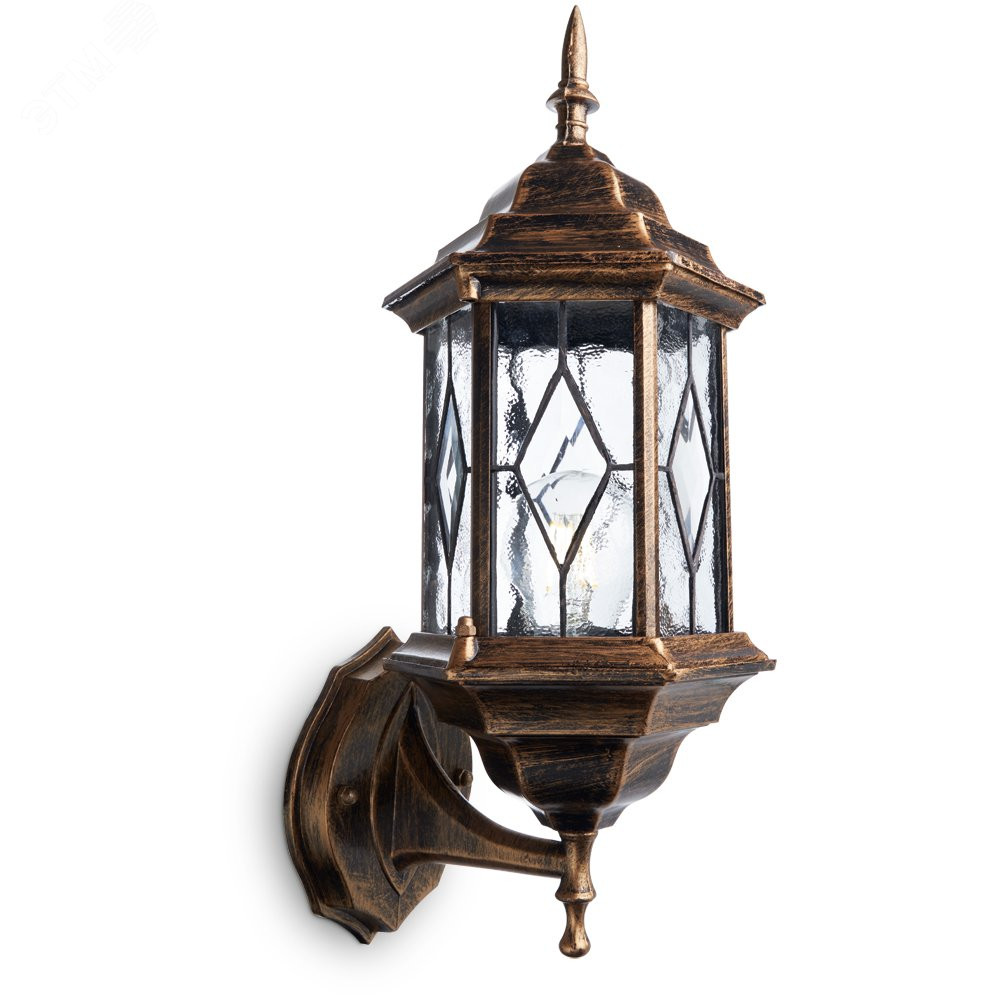 Изображение товара Светильник НБУ-60w вверх Е27 черный/золото IP44 Feron