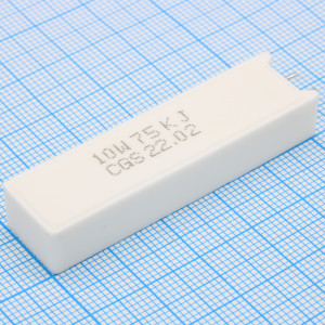 SQMR1075KJ, Резистор керамический цементный вертикальный (SQM) 10Вт 75кОм ±5%