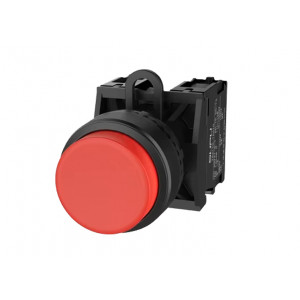 Кнопка выпуклая (красная) TS2010-0BM10, Кнопка круглая выпуклая, без блокировки, без подсветки, пластиковое переднее кольцо, без контактной группы, диаметр головки кнопки 29,5 мм, диаметр посадочного отверстия: 22 мм, цвет: красный