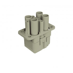 Вилочная контактная вставка HQ-003/4-MC, Вилочная контактная вставка, обжимная фиксация, 3/4 полюсов + PE, типоразмер 3A, 400/690V, 40/10A, (обжимные контакты поставляются отдельно)