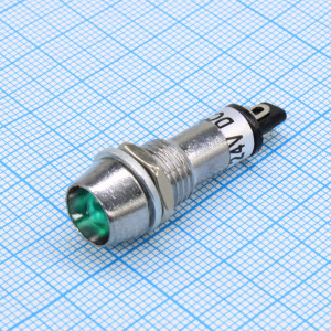 XD10-1M-G-24VDC, Светодиод с держателем, зеленый, 10мм, 24В DC