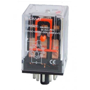 Промежуточное реле, без колодки PR104, Промежуточное реле, 3 группы переключающих контактов, контактная емкость: 10A/250VAC 10A/30VDC, номинальное напряжение катушки: 6…380VAC 6…220VDC, тип колодки SR11