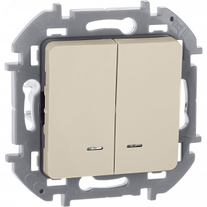 Выключатель 2-кл. Inspiria 10А IP20 250В 10AX с подсветкой/индикацией механизм сл. кость Leg 673631