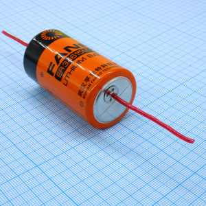 ER34615M/P, Li, SOCl2 батарея типоразмера D, 3.6 В, 13 Ач, аксиальные проволочные выводы, -55...80 °C