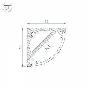 Профиль SL-KANT-H15-2000 ANOD 019327, Алюминиевый анодированный угловой профиль для светодиодных лент и линеек. Габаритные размеры (LхWхH): 2000x15x15 мм. Ширина площадки для ленты 15 мм. Экраны, заглушки и другие аксессуары приобретаются отдельно. Цена за 1 метр.