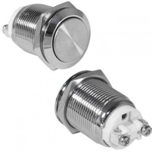 GQ19SH-10Z/N OFF-ON, Антивандальная кнопка металлическая с фиксацией, посадочная резьба М19, контакты под винт