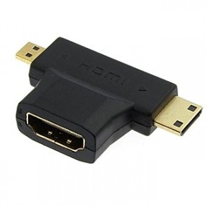 HDMI F TO MINI HDMI + MICRO HDMI, Переходник Т-образный HDMI/mini HDMI/micro HDMI