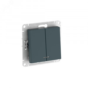 ATLASDESIGN 2-клавишный ВЫКЛЮЧАТЕЛЬ с подсветкой ,сх.5а, 10АХ,мех., быстрозажимные клеммы, ИЗУМРУД ATN000853S