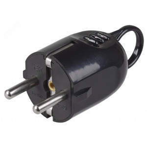 Вилка угловая ВПу12-02-Ст разборная с заземл. с кольцом 16А черн. EVP12-16-01-K02