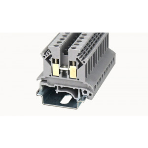 PC2.5B-01P-11-00Z(H), Проходная клемма, тип фиксации провода: винтовой, номинальное сечение: 2.5 мм кв., 24A, 500V, ширина: 6,2 мм, цвет: серый, зажимная клетка - латунь, винтовая перемычка, тип монтажа: DIN35