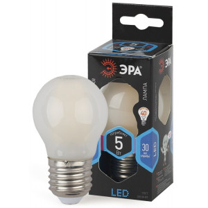 Лампочка светодиодная F-LED P45-5W-840-E27 frost Е27 / Е27 5Вт филамент шар матовый нейтральный белый свет Б0027932