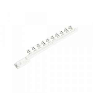 Гребенка с шильдиками 9704 A/2 B, Гребенка составных шильдиков, боковая / верхняя, 10 шильдиков, нанесенные символы: 2,2, ... ,2 цвет: белый