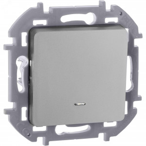 Выключатель 1-кл. Inspiria 10А IP20 250В 10AX с подсветкой/индикацией механизм алюм. Leg 673612