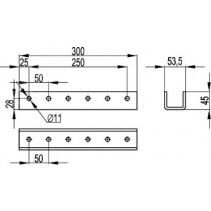 Соединитель опорной конструкции (кабельной эстакады) BTL-20 300мм горячеоцинкованный BPN4130HDZ