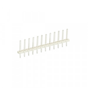 Контакт штыревой 8543 S/12, Штыревой контакт, вертикальный, на плату, диаметр штыря 0,8 мм, шаг 3,5 мм, 12 полюсов, фиксация на плате пайкой, 250V, 6А, цвет: серый, серия 8543