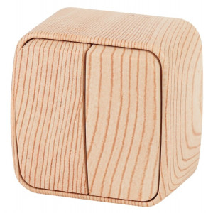 3-104-11 Выключатель двойной, 10А-250В, IP20, ОУ, Polo, сосна (18/360/4320) Б0036105