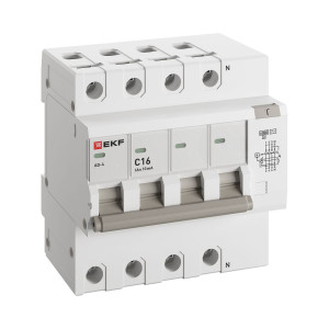 Дифференциальный автомат АД-4 16А/10мА (х-ка C, АС, электронный) 6кА PROxima DA4-6-16-10-pro