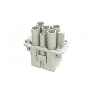 Розеточная контактная вставка DQ-4/2-FC, Розеточная контактная вставка, обжимная фиксация, 4/2 полюса + PE, типоразмер DC, 400/690V, 40A,/10A, (обжимные контакты поставляются отдельно)