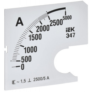 Шкала смен. для амперметра Э47 2500/5А-1,5 72х72мм IPA10D-SC-2500