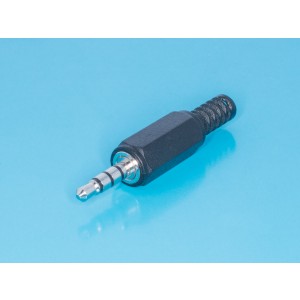 AUD-13, Штекер аудио 3,5мм, 4 контакта, стерео, пластмассовый корпус