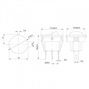 Выключатель клавишный круглый 250В 3А (3с) ON-OFF красн. с подсветкой Micro (RWB-106 SC-214) (инд. упак.) 36-2530-1