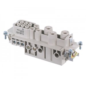 Розеточная контактная вставка 72.203.1253.0, Розеточная контактная вставка, винтовая фиксация, 3/3/6 полюсов + PE, типоразмер 24B, 230/400/690V, 100/40/16A, сечение обслуживаемых проводников 2,5-25 мм кв., тип покрытия контактов: серебро