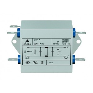 B84111A0000A020, Сетевой фильтр 2x2A/250V, SIFI-A, 2x0.1мкФ (Х2) + 2х4700пФ (Y2), 2х1.5мГн