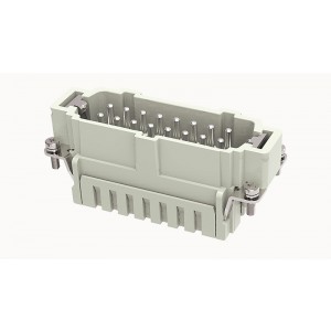 Вилочная контактная вставка DE-016-MS, Вилочная контактная вставка, пружинная фиксация, 16 полюсов + PE, типоразмер 16B, 500V, 16A, сечение обслуживаемых проводников 0,75-2,5 мм кв, тип покрытия контактов: серебро