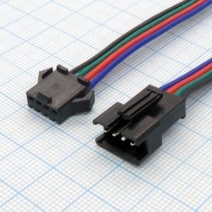 SM connector F/M 4P*150mm 22AWG, Разъём (пара) 4 контакта + кабель / вилка+ розетка