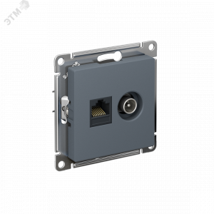 Розетка ATLASDESIGN двойная компьютерная+ТВ RJ45+TV категория 5E механизм грифель ATN000789