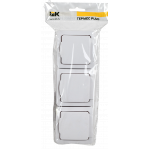 Розетка 3-м ОП Гермес Plus РСб23-3-ГПБб 16А IP54 с заземл. с крышкой бел. ERMP32-K01-16-54-EC