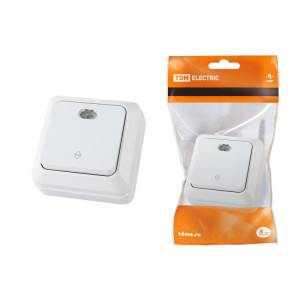 Переключатель на 2 направления 1-кл. открытой установки с подсветкой IP20 10А, белый "Ладога" SQ1801-0011