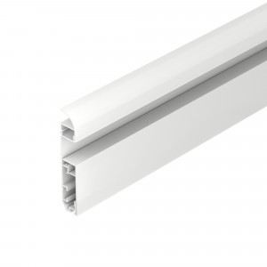 Профиль PLINTUS-H80-2000 WHITE 045452, Алюминиевый накладной двухкомпонентный профиль-плинтус для светодиодных лент и линеек. Цвет - белый RAL9003 (порошковая окраска). Габаритные размеры (L?W?H): 2000x14,8x79,7 мм. Ширина площадки для ленты 12,2 мм. Аксессуары приобретаются отдельно. Цена за