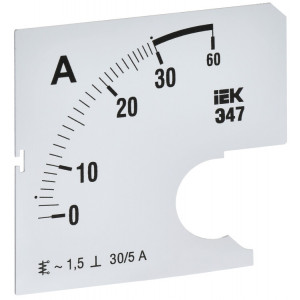 Шкала смен. для амперметра Э47 60/5А-1,5 72х72мм IPA10D-SC-0060