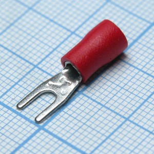 SV2-3.2  Red, наконечник кабельный вилочный с изоляцией d=3.2мм, сеч. пров.1.5-2.5мм2